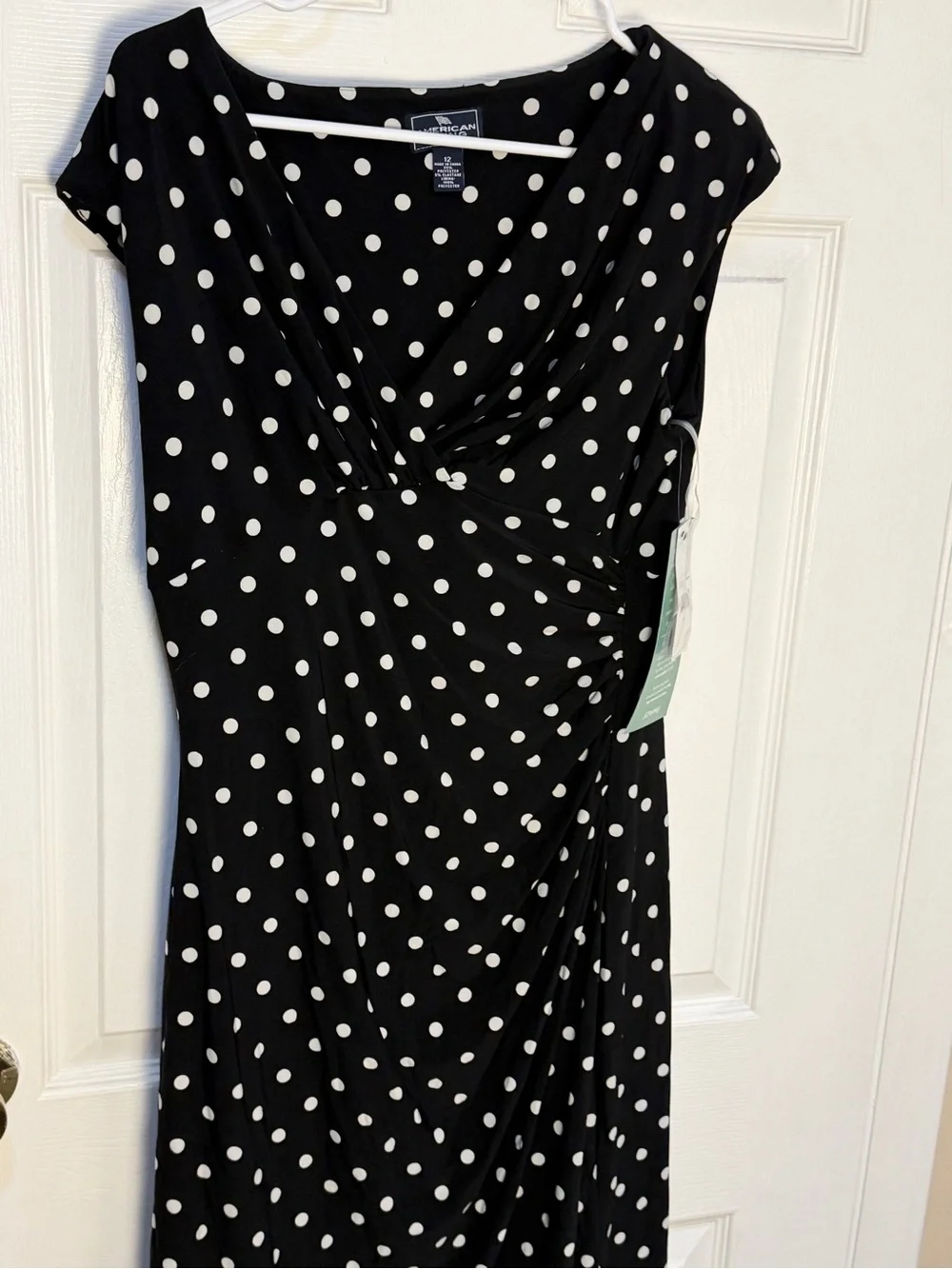 American Living Black Polka Dot Wrap-Style Dress - Classic Women's Dress 12 NWT - Picture 2 of 7